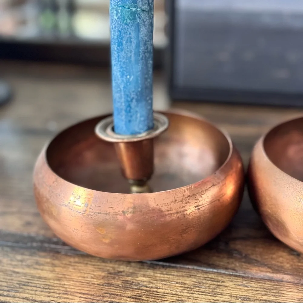 Vintage 2/ Coppercraft Copper Candlesticks Holder - Mid Century